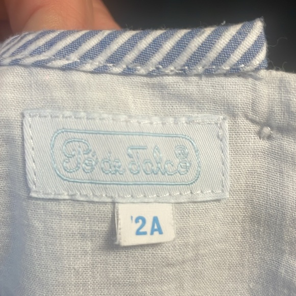 Po De Falco girls sz 2 dress blue and white stripe sleeveless peter pan … - Picture 9 of 11